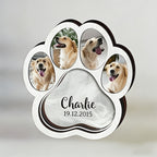 Personalized paw print memorial shadow box detail