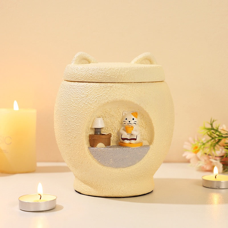 Dog miniature scene pet memorial urn detail