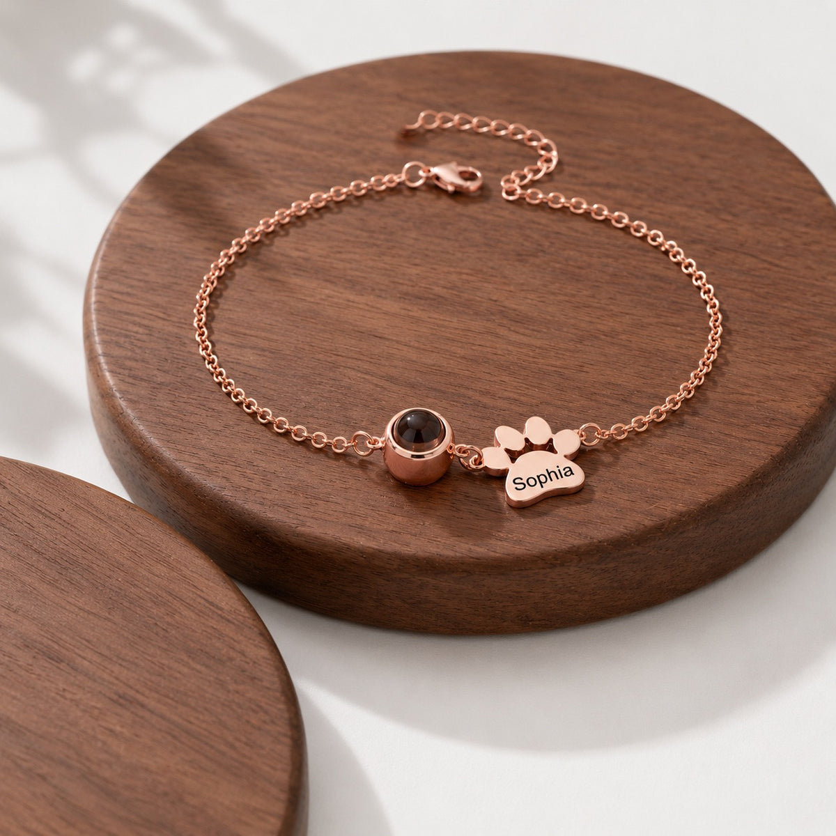 Pet memorial projection bracelet close-up