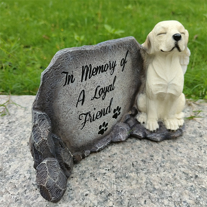 Dog memorial garden stone front view