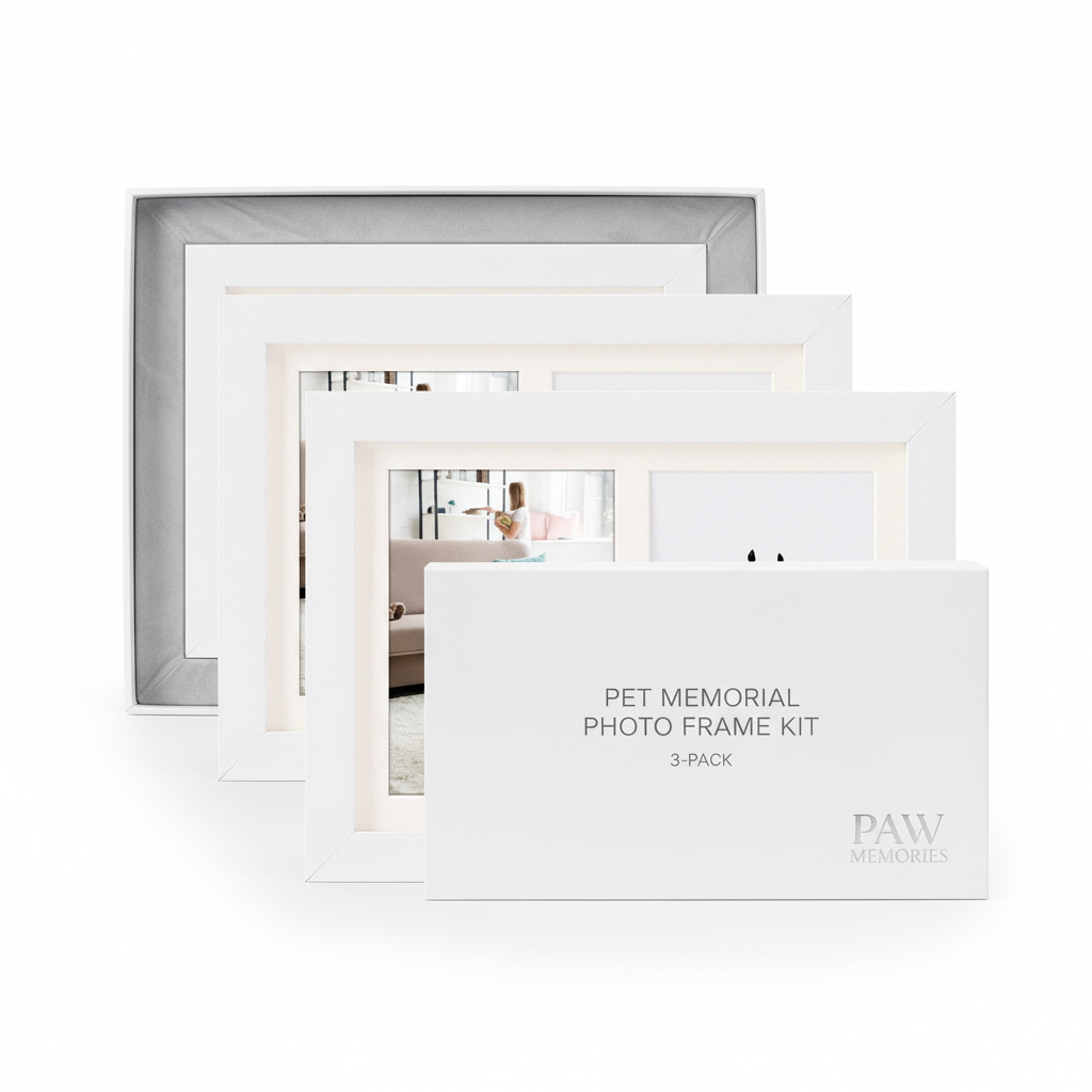 White pet paw print photo frame kit