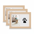 Natural wood pet paw print photo frame kit