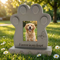 Paw print pet memorial stone with photo frame