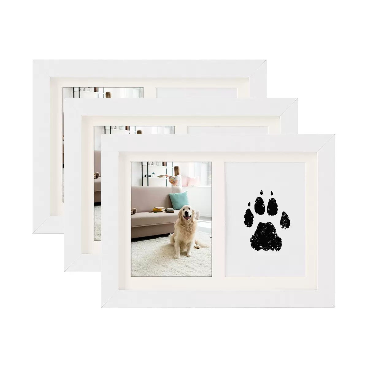Pet paw print photo frame kit lifestyle view