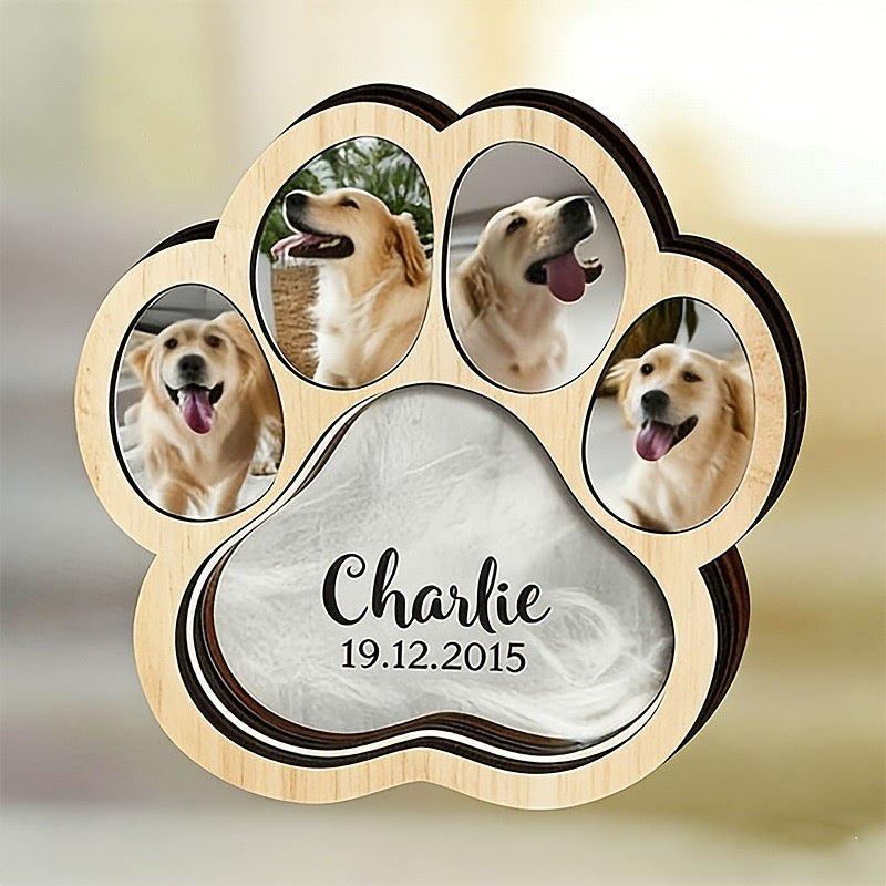 Wooden pet memorial shadow box keepsake display