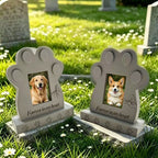 Pet memorial stone with butterfly and paw accents