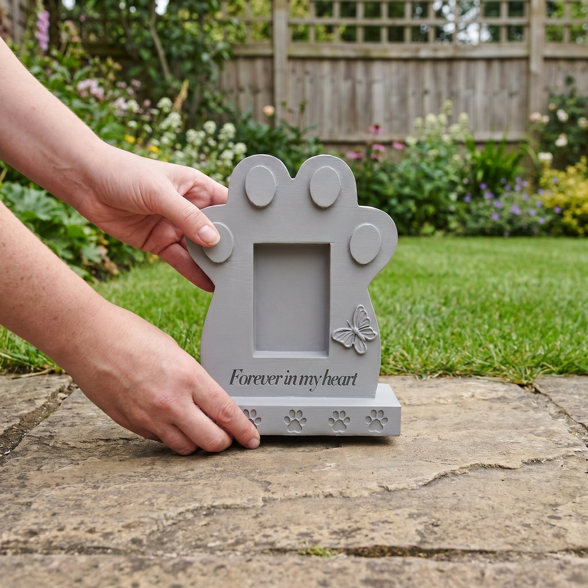 Pet memorial photo frame stone lifestyle view