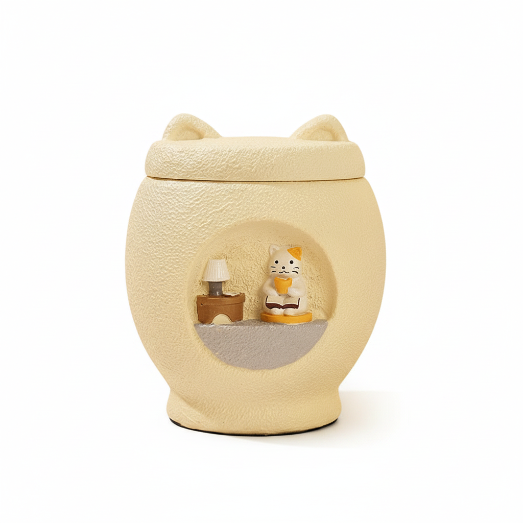 Cat Urn White BG