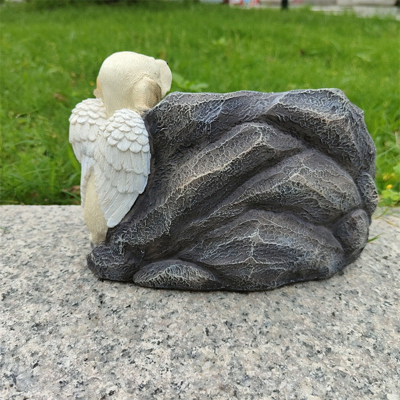 Dog angel garden stone lifestyle display