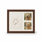 Personalized paw print memorial frame on a white background