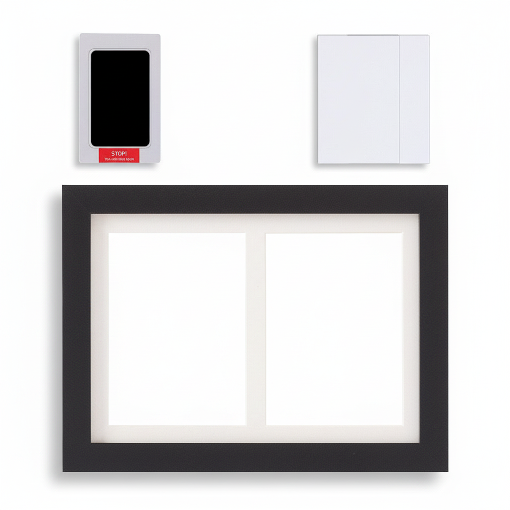 Contents of the pet paw print photo frame kit