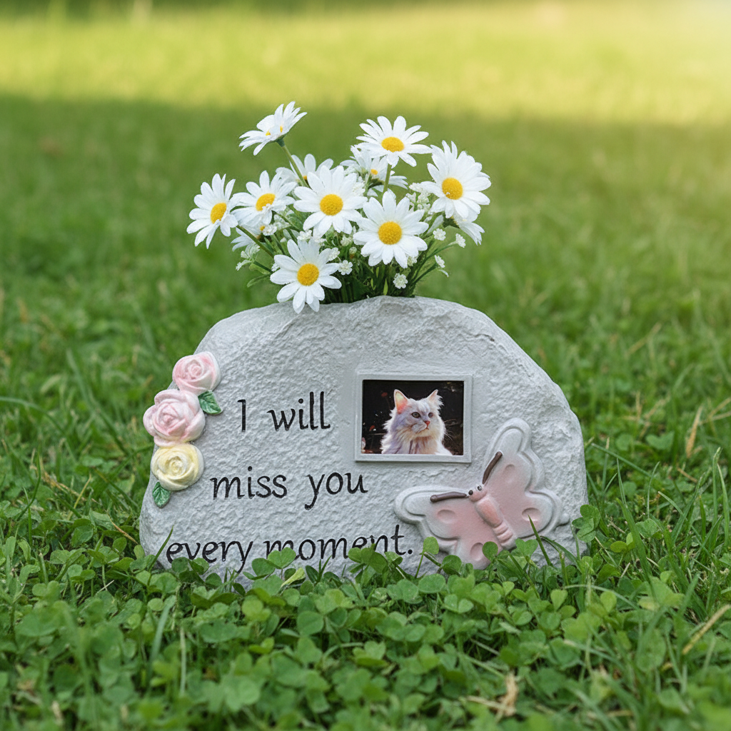 Individual Square Rock Pet Memorial Stone Vase