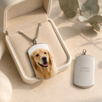 Personalized pet memorial necklace in an elegant gift box